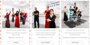 Flamenco dance class offerings from the studio website