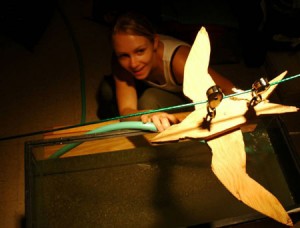Lexi Messler ('05) testing stickleback response to avian shadow.