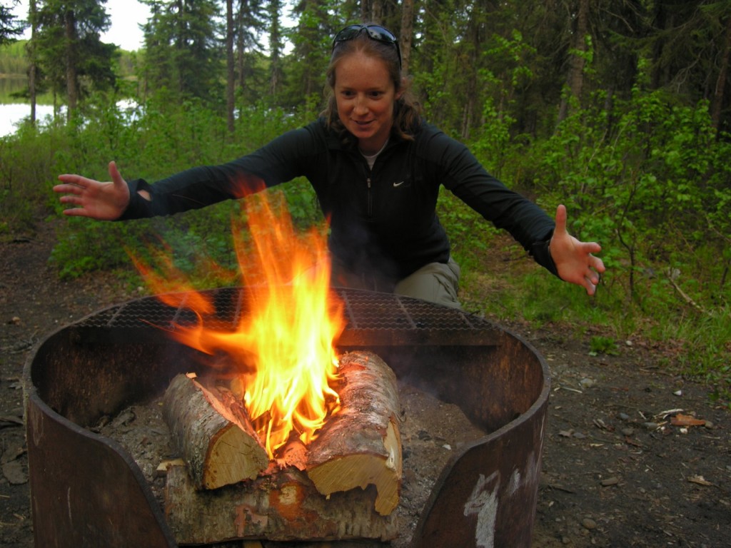Lauren creates fire at South Rolly.