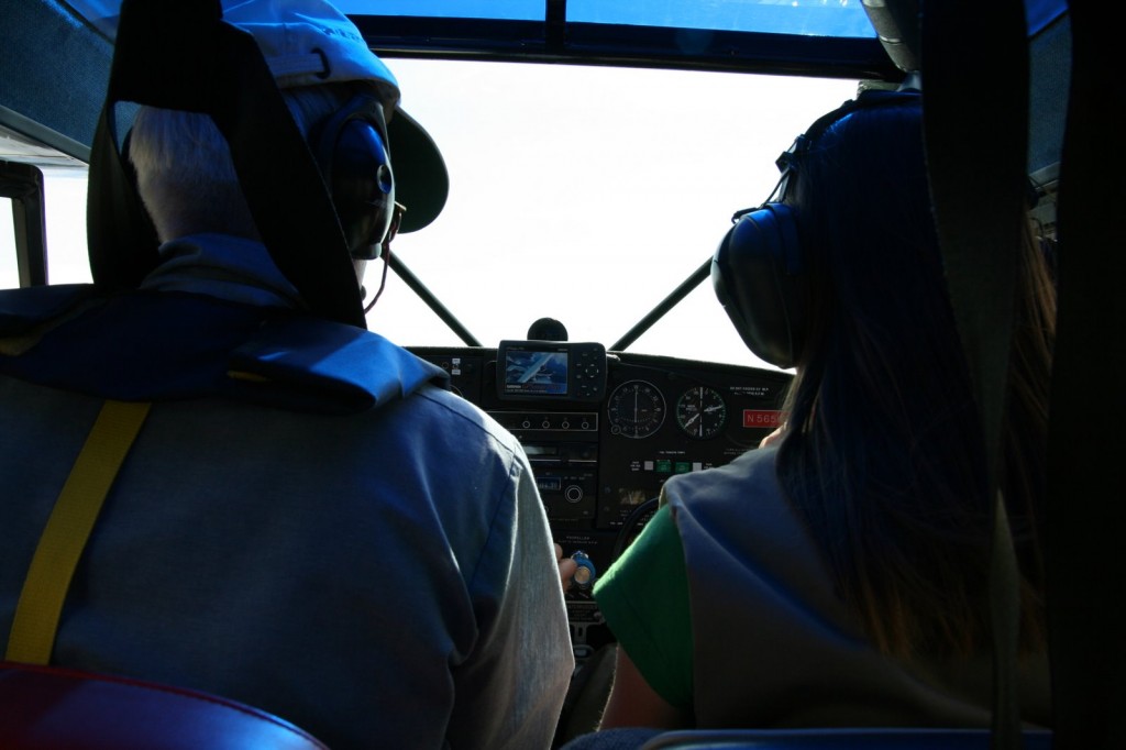 Scott and Rachel in the cockpit.