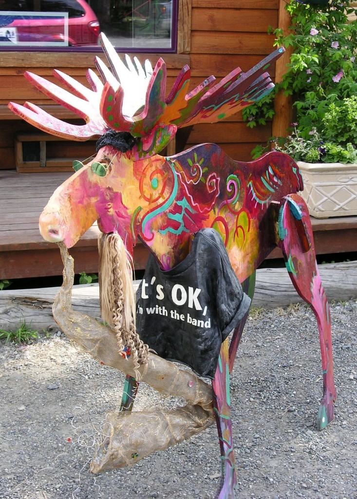 They have an annual decorate-the-moose contest in Talkeetna. Don't worry; he's with the band.