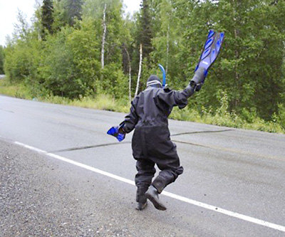 This is what having to get into a dry suit every day will do to a person.