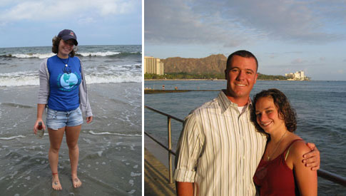 Sarah with her favorite outside interest: her husband Sean upon his return from a tour of duty in Iraq this spring (2009)