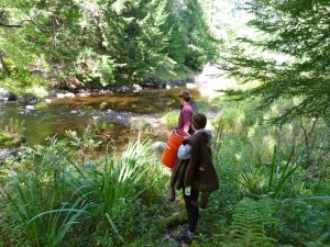 Professor John Baker and Audrey Seiz at the East Branch Swift River in Petersham, MA.