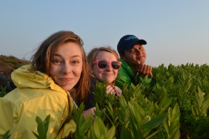 Sweet Emma, Jenna, and Eric enjoy the sunset from the patch