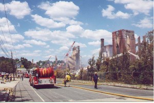Fisherville Mill burns in 1999.