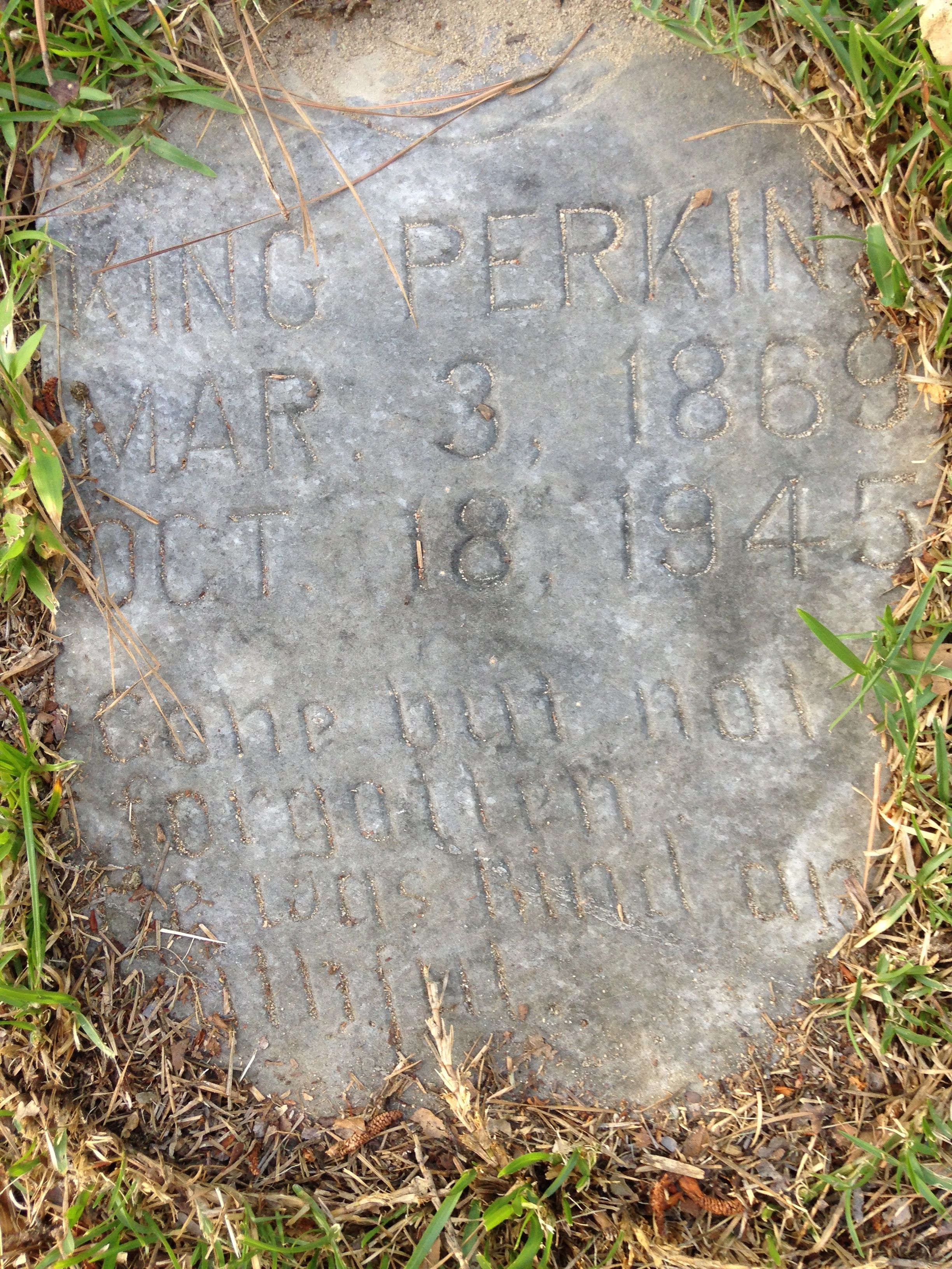 The grave of King Perkins, Jr., son of King, brother of Edward.